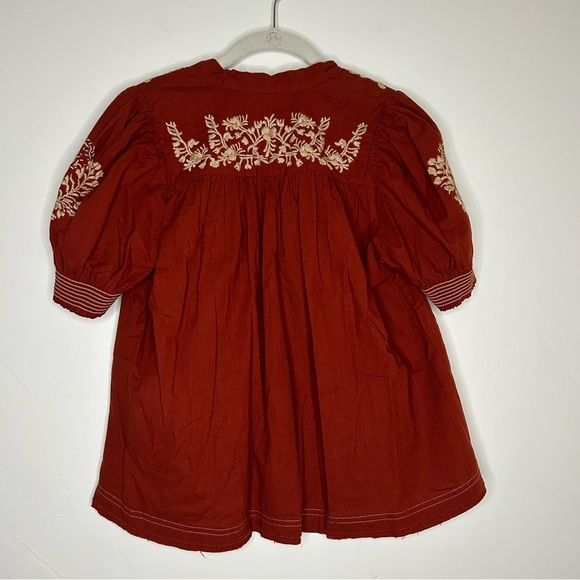 Free People Dreaming About You Baby Doll Blouse Embroidered Boho Size Small - Picture 6 of 13